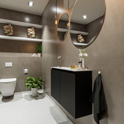 Toiletmeubel Mondiaz Ture | 80 cm | Meubelkleur Urban | Eden wastafel Talc Links | 1 kraangat