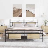 Bedframe zonder matras metaal sonoma eikenkleurig 160x200 cm