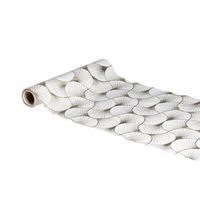 Chaks Tafelloper op rol - ginkgo print - wit/grijs - 28 x 300 cm - polyester - Feesttafelkleden