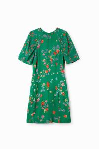 Korte jurk met bloemen - GREEN - XS