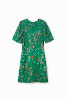 Korte jurk met bloemen - GREEN - XS