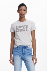 Effen T-shirt met tekst - BLACK - L