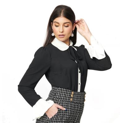 Collectif Prudence Blouse Black / White-XXXL
