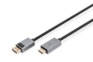 Digitus DB-340202-018-S HDMI-kabel HDMI Aansluitkabel HDMI-A-stekker, DisplayPort-stekker 1.8 m Zwart 4K UHD, Afgeschermd (drievoudig), Flexibel, Halogeenvrij