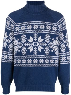Brunello Cucinelli pull en jacquard à col roulé - Bleu