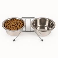 Nobleza Hondenvoerbak met standaard - Dubbel - RVS - Maat M