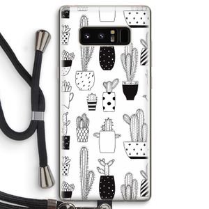 Cactusmotief: Samsung Galaxy Note 8 Transparant Hoesje met koord