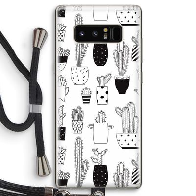 Cactusmotief: Samsung Galaxy Note 8 Transparant Hoesje met koord