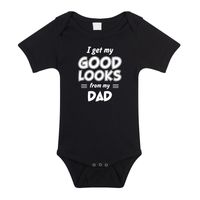 I get my good looks from my dad cadeau romper / rompertje zwart voor baby - thumbnail