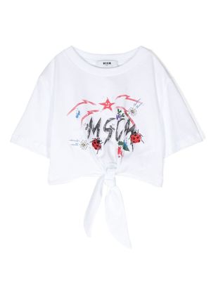 MSGM Kids t-shirt à logo imprimé - Blanc