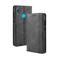 Magnetische gesp retro textuur horizontale flip lederen hoesje voor Huawei Y7 (2019) / Y7 Prime (2019) met houder & kaart slots & portemonnee (zwart)