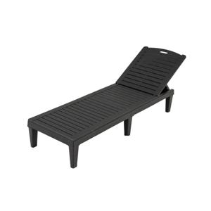 Set van 2 Ligstoelen met Verstelbare Rugleuning Kunststof Weerbestendig Tuinbed Zwart
