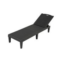 Set van 2 Ligstoelen met Verstelbare Rugleuning Kunststof Weerbestendig Tuinbed Zwart