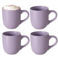 Koffiemokken Paris - 4x stuks - Keramiek - pastel lila paars - 300 ml - 8 x 10 cm