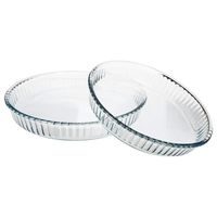 Ovenschaal set 2x stuks rond - Transparant - Glas - 26 en 32 cm