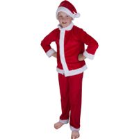 Kerstmannen verkleedkleding pak met Kerstmuts voor jongens/meisjes/kinderen 6-8 jaar (110-128)  -