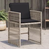 Tuinstoelen 4 st met kussens poly rattan lichtgrijs