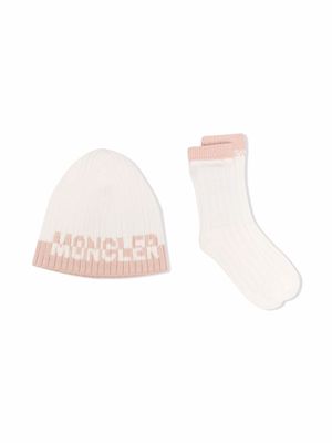 Moncler Enfant set de deux pièces en maille nervurée - Blanc