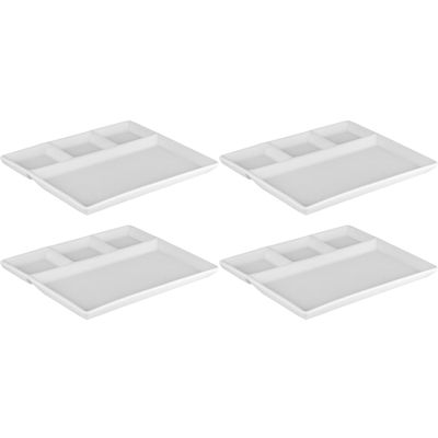 Svenska Living Fonduebord/gourmetbord - 4x - porselein - wit - 23 x 18 cm - 4 vakken