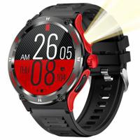 Waterdicht outdoor Smartwatch KT76 met kompas, zaklamp - 1.53 - Rood / Zwart
