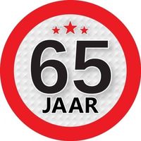 10x 65 Jaar leeftijd stickers rond 9 cm verjaardag versiering - Feeststickers - thumbnail