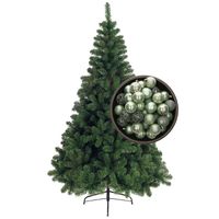 Bellatio Decorations kunst kerstboom 240 cm met kerstballen mintgroen - Kunstkerstboom