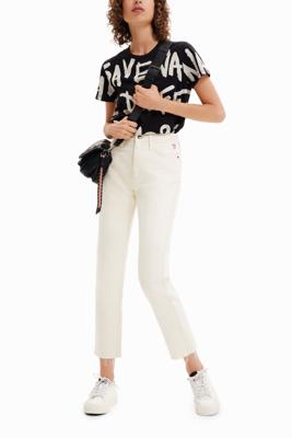 Straight fit cropped jeans - WHITE - 44