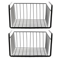 Hangmand voor kast - 2x - metaal - 26 x 14 x 26 cm - zwart - kastmandje - opbergers