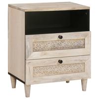 Nachtkastje met lade Beige 50 x 33 x 60 cm massief mangohout