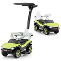 3 In 1 Volkswagen Kinderduwauto 1-3 Jaar met Verstelbare Duwbeugel Draagzak met Zonnekap en Veiligheidsreling/Muziek/Claxon