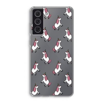 Eenhoorns overal: Samsung Galaxy S21 FE Transparant Hoesje