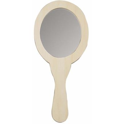 Handspiegel - ovaal - 24 cm - hout - spiegel ovaal