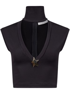 AREA crop top en maille nervurée - Noir