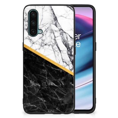 OnePlus Nord CE 5G Marmeren Print Telefoonhoesje Marmer Wit Zwart - Origineel Cadeau Man OnePlus Nord CE 5G Marmeren Print Telefoonhoesje Marmer Wit Zwart - Origineel Cadeau Man