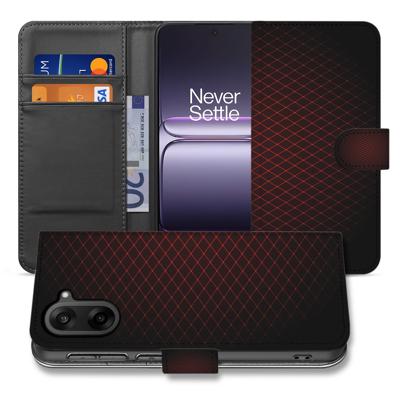 Book Case & Portemonnee Hoesje OnePlus Nord CE 5 | Geruit Rood Met 3 Pasjes