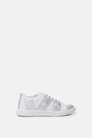 Witte sneakers met stroken in regenboogkleuren - WHITE - 39 - thumbnail