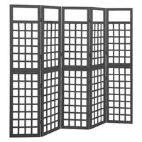 vidaXL Kamerscherm/trellis met 5 panelen 201,5x180 cm vurenhout zwart - thumbnail
