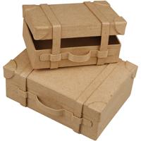 Creativ Company Papier-maché koffers handgemaakt, set van 2