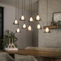 LifestyleFurn Hanglamp 'Jordie' Smoke glas, 5+4-lamps