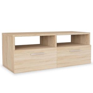 The Living Store TV-meubel Modern Eiken - 95 x 35 x 36 cm - met 2 schappen en 2 kasten