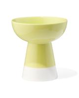 HEMA Schaaltje op voet Ø11x12cm Tafelgenoten new bone wit met lichtgroen (lichtgroen)