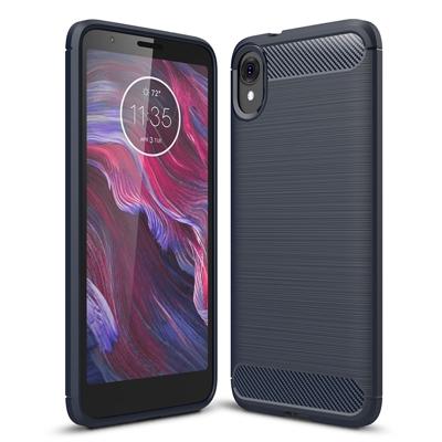 Geborsteld textuur Carbon Fiber schokbestendig TPU Case voor MOTO E6