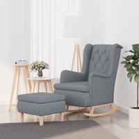 Fauteuil met schommelpoten en voetenbank stof lichtgrijs