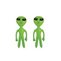 2x stuks opblaasbare groene aliens van 64 cm   -