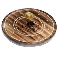 Mango Hout Ronde Hamsa Wierookhouder