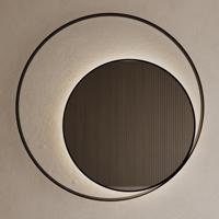 Spiegel Gliss Design Kosmos Mat Zwart met Frame en Indirecte LED Verlichting 100 cm