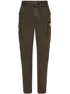 Dolce & Gabbana pantalon cargo à patch logo - Marron