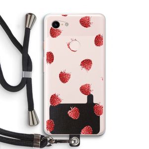 Framboosjes: Pixel 3 XL Transparant Hoesje met koord