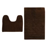 MSV Badkamerkleedje/badmatten set - voor op de vloer - kastanje bruin - 45 x 70 cm/45 x 35 cm - Badmatjes - thumbnail