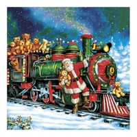 Maki kerst thema servetten - 60x st - 33 x 33 cm - kerstman trein - papier